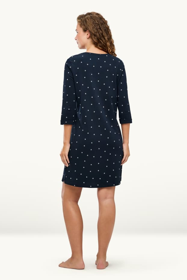 Dona - Camisa de dormir - de flors - blau fosc / blanc
