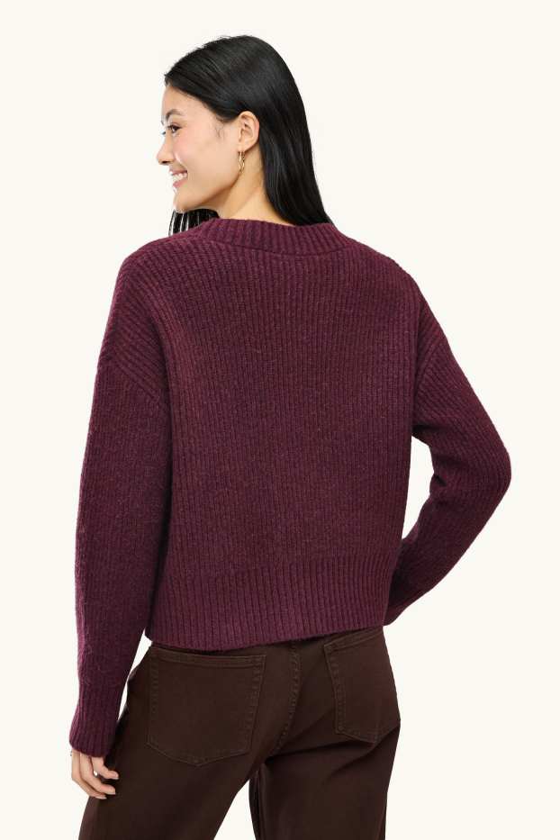 Dames - Vest - geribd - paars