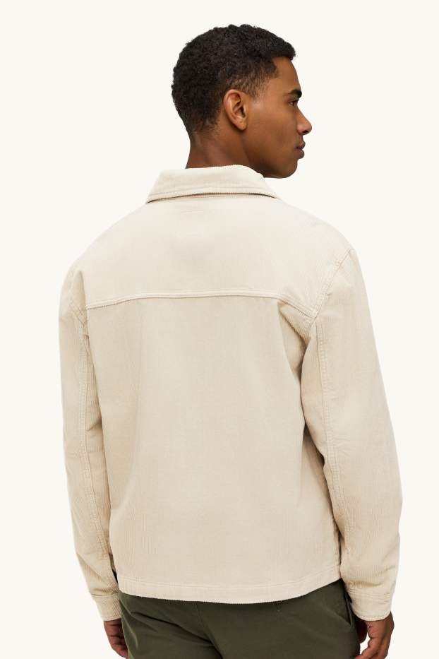 Herren - Cord-Hemdjacke - cremefarben
