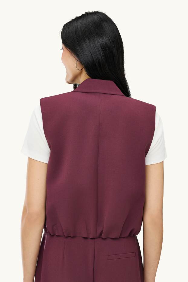 Damen - Weste - Regular Fit - bordeaux
