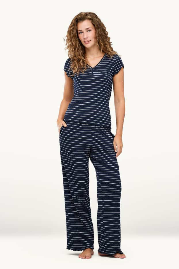 Dona - Pijama - de ratlles - blau/blanc