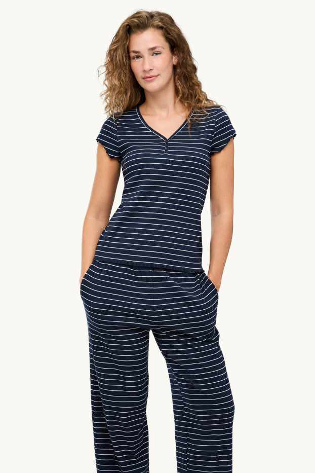 Dona - Pijama - de ratlles - blau/blanc