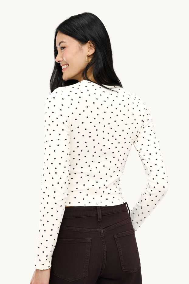 Dona - Samarreta de màniga llarga - slim fit - de piquets - blanc