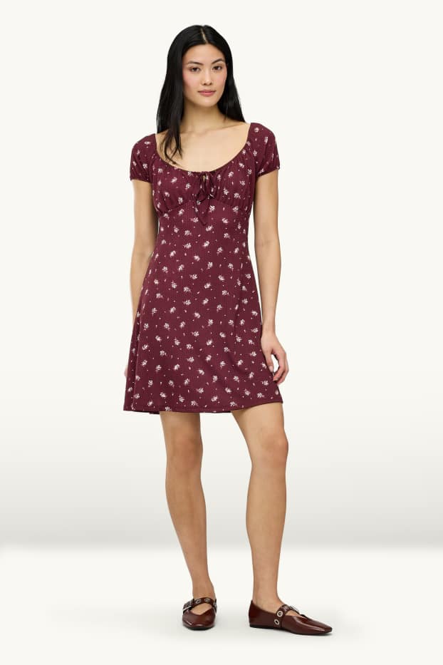 Women - A-line dress - floral - bordeaux