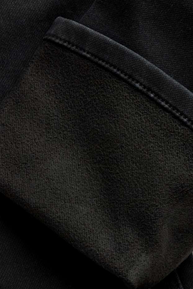 Děti - dívky - Hvězdy - flared jeans - termo džíny - černá