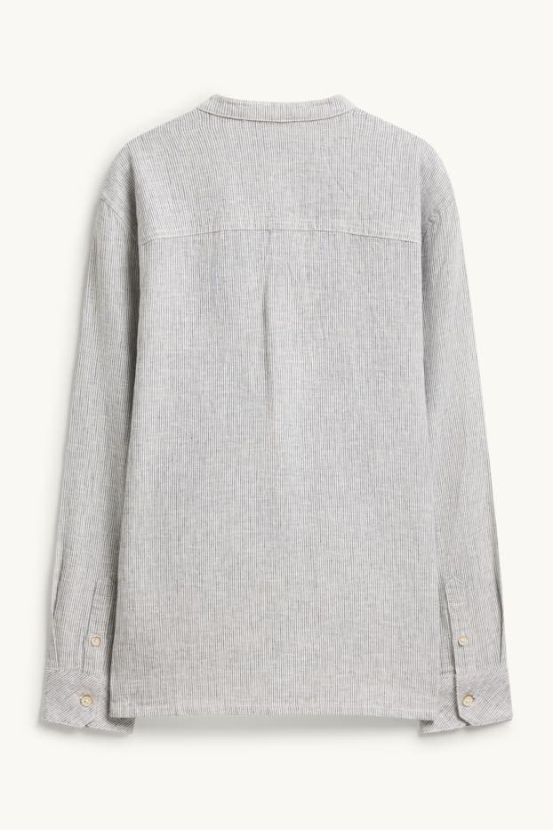 Bambini - Camicia - misto lino - a righe - grigio chiaro