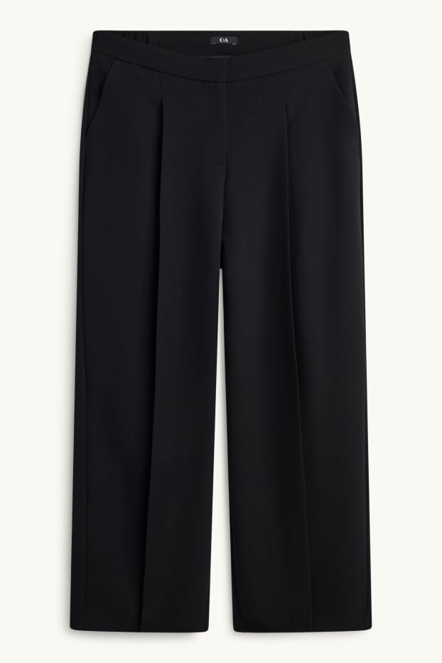 Damen - Stoffhose - High Waist - Wide Leg - schwarz