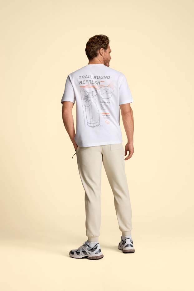 Herren - T-Shirt - Relaxed Fit - weiß / grau