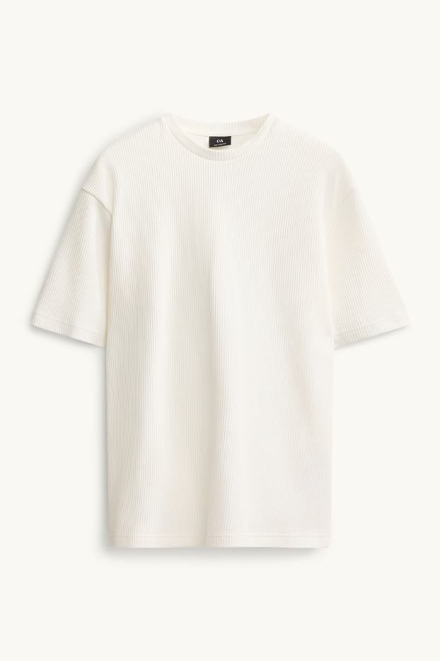 Home - Samarreta de mànigues curtes - relaxed fit - de canalé - blanc
