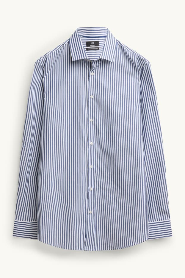 Men - Shirt - regular fit - kent collar - striped - blue / white