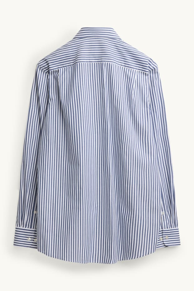 Men - Shirt - regular fit - kent collar - striped - blue / white