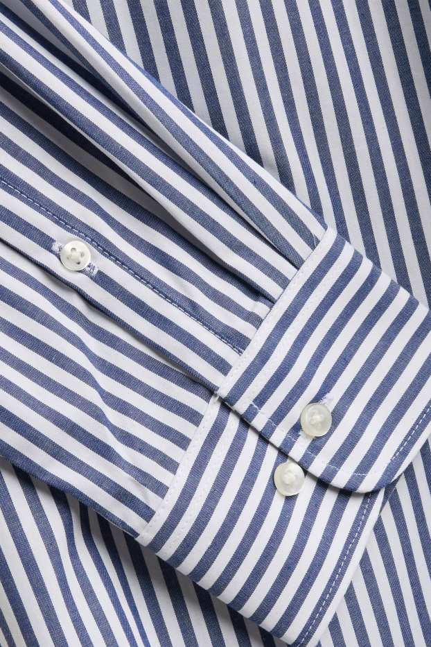 Men - Shirt - regular fit - kent collar - striped - blue / white