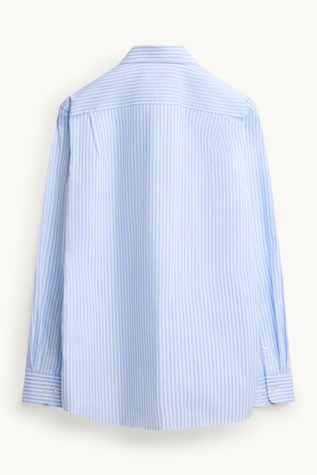 Men - Shirt - regular fit - kent collar - striped - white / light blue