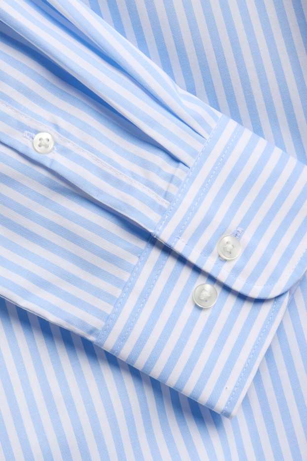 Men - Shirt - regular fit - kent collar - striped - white / light blue