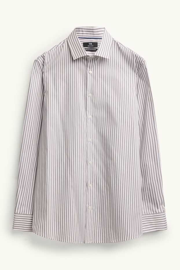 Uomo - Camicia - regular fit - collo all'italiana - a righe - grigio