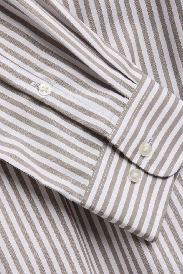 Uomo - Camicia - regular fit - collo all'italiana - a righe - grigio
