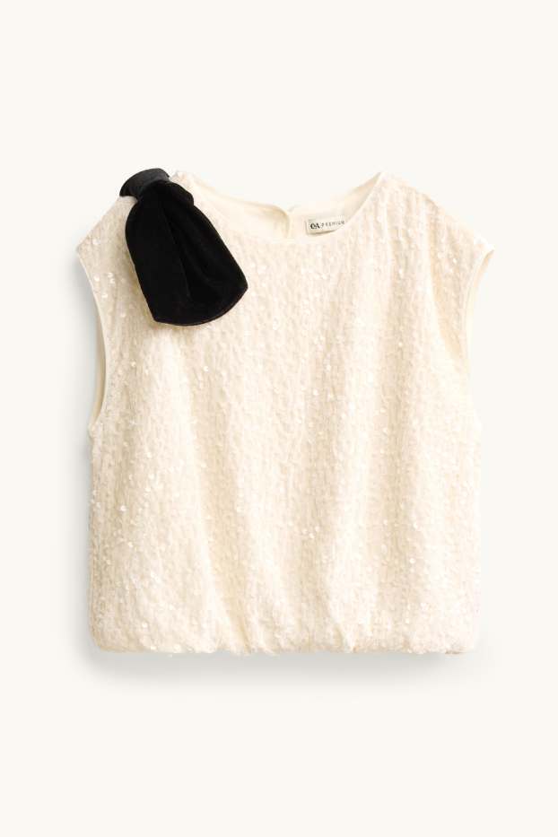 Children Girls - Sequin top - shiny - cremewhite