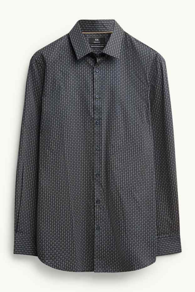 Hommes - Chemise - regular fit - col kent - à motif - bleu foncé