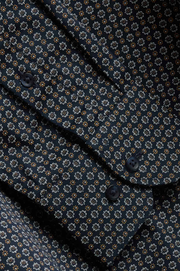 Hommes - Chemise - regular fit - col kent - à motif - bleu foncé