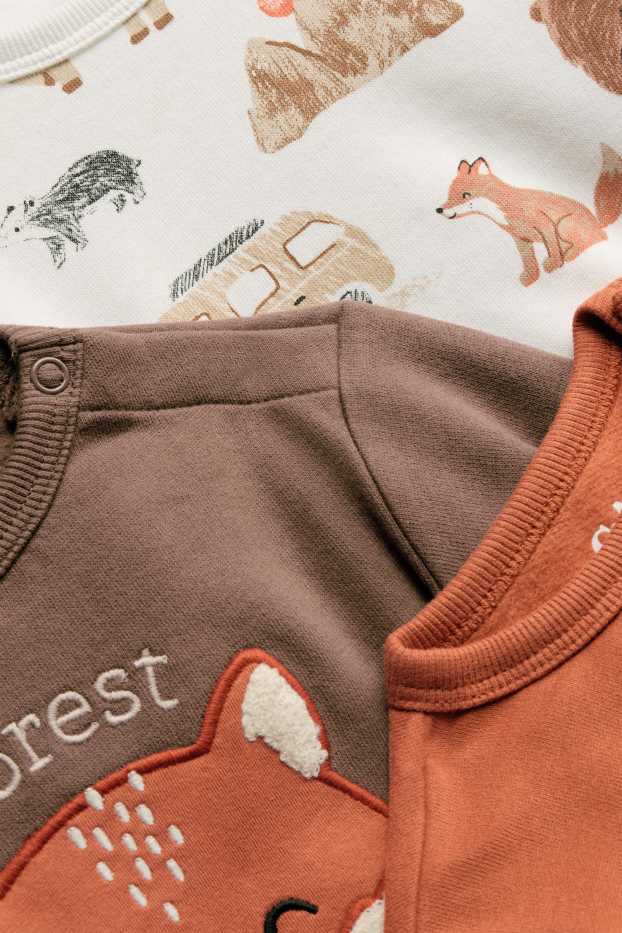 Bébés garçons - Lot de 3 - renard et animaux sauvages - sweat bébé - marron / blanc crème