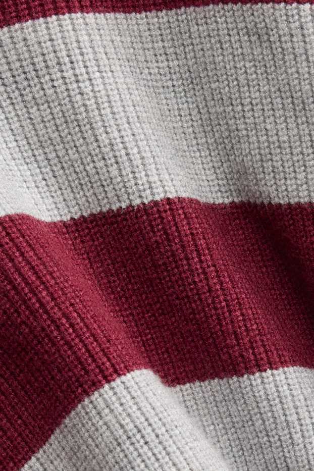 Bambine - Maglione - a righe - grigio / rosso scuro