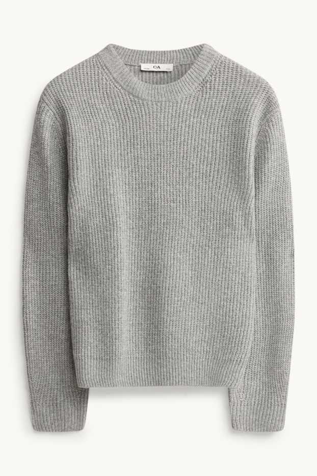 Kinder Mädchen - Pullover - grau-melange