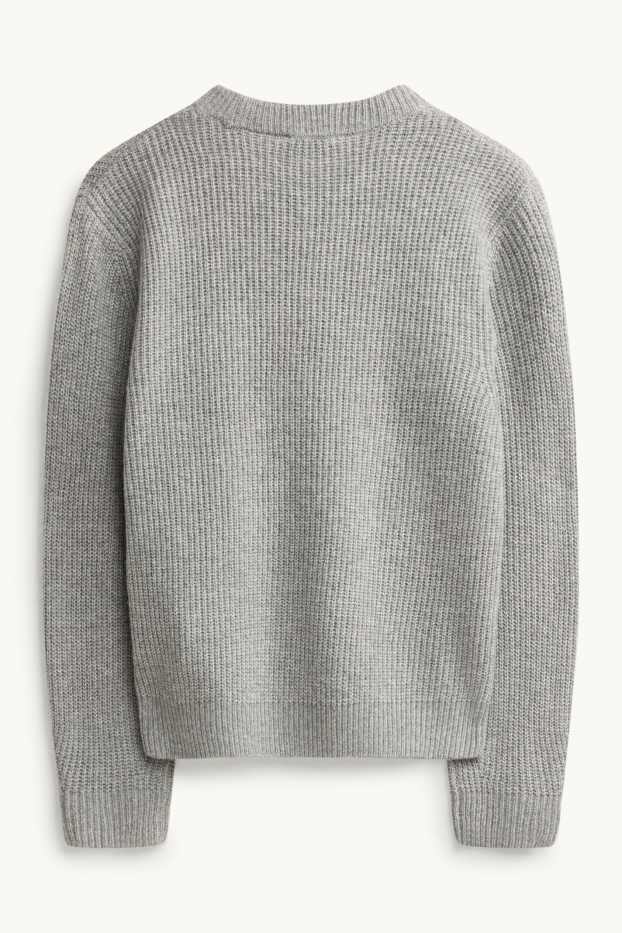 Kinder Mädchen - Pullover - grau-melange