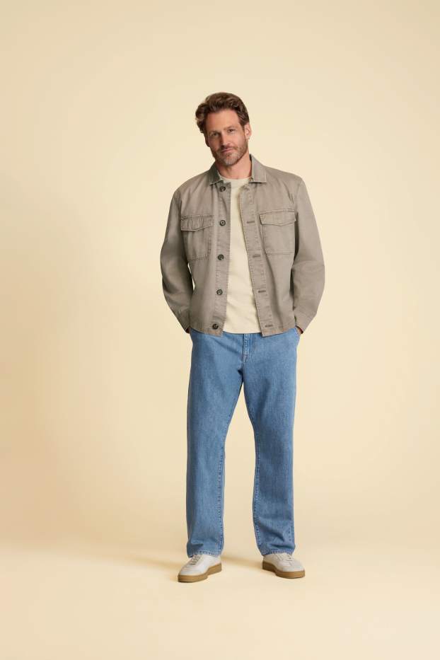 Uomo - Giacca camicia - relaxed fit - collo all'italiana - beige