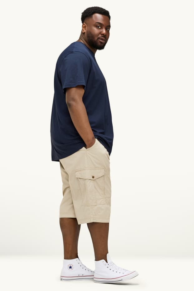 Herren - Cargo-Shorts mit Gürtel - cremefarben