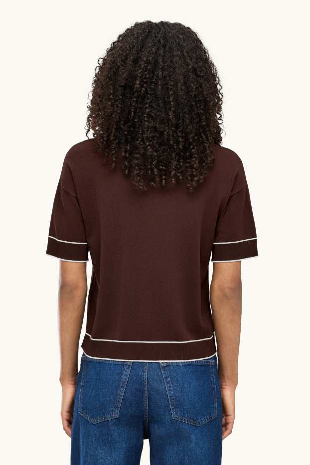 Femmes - Pull en maille - manches courtes - marron foncé