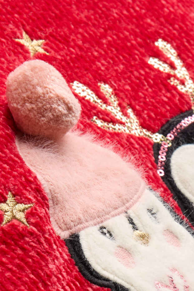 Children Girls - Penguin - Christmas jumper - red