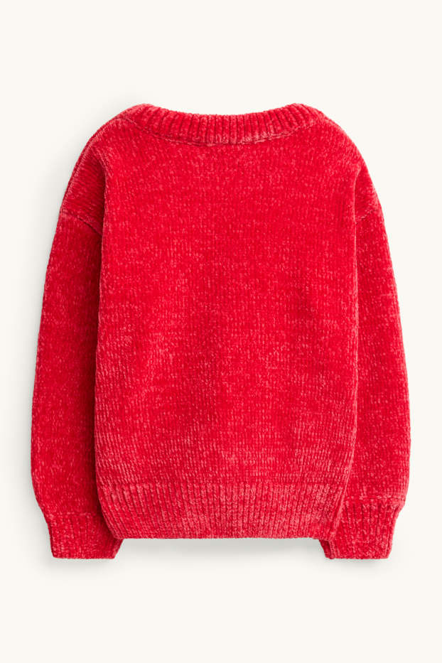 Children Girls - Penguin - Christmas jumper - red