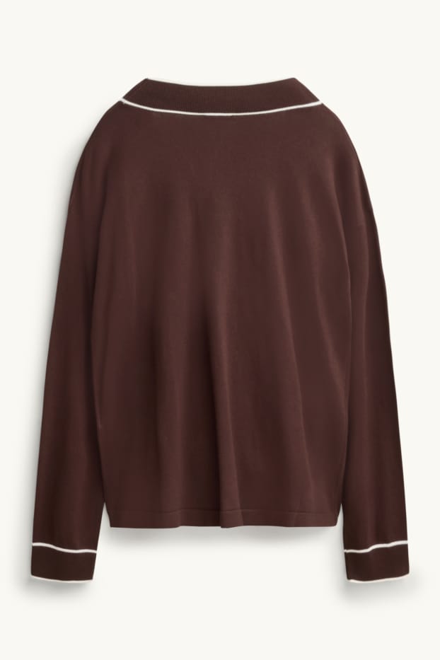Femei - Cardigan tricotat - maro / alb-crem