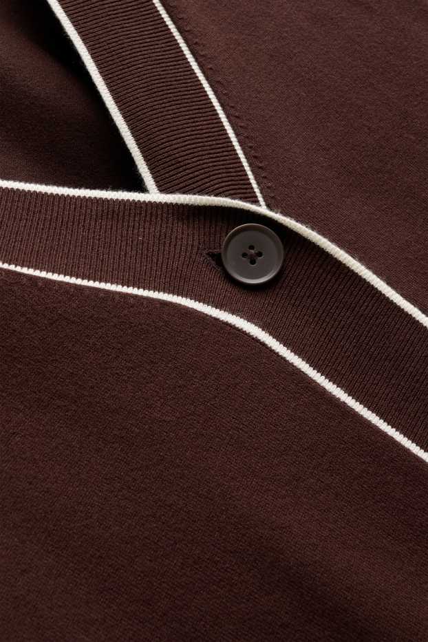 Femei - Cardigan tricotat - maro / alb-crem