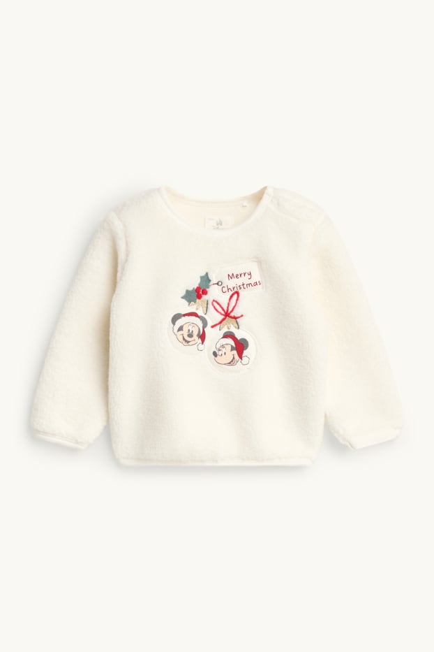 Bébés filles - Mickey Mouse - ensemble de Noël bébé - doublé de peluche - rouge / blanc