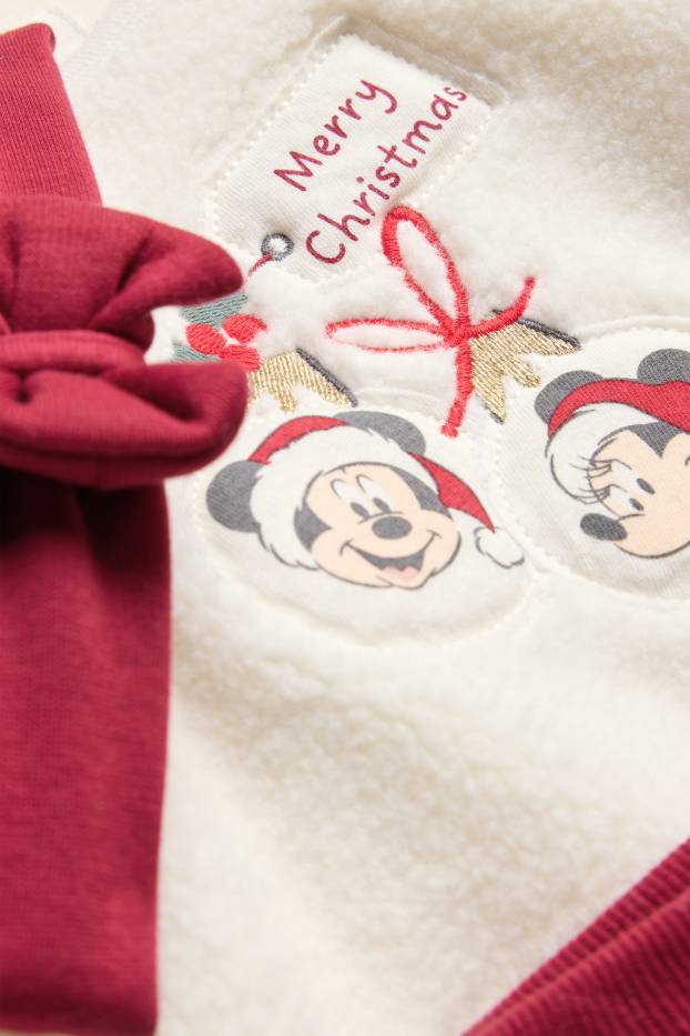 Bébés filles - Mickey Mouse - ensemble de Noël bébé - doublé de peluche - rouge / blanc