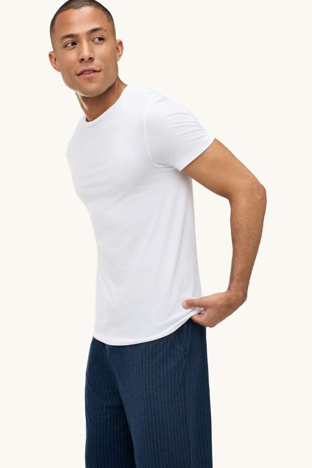 Uomo - Pantaloni pigiama - a righe - blu scuro