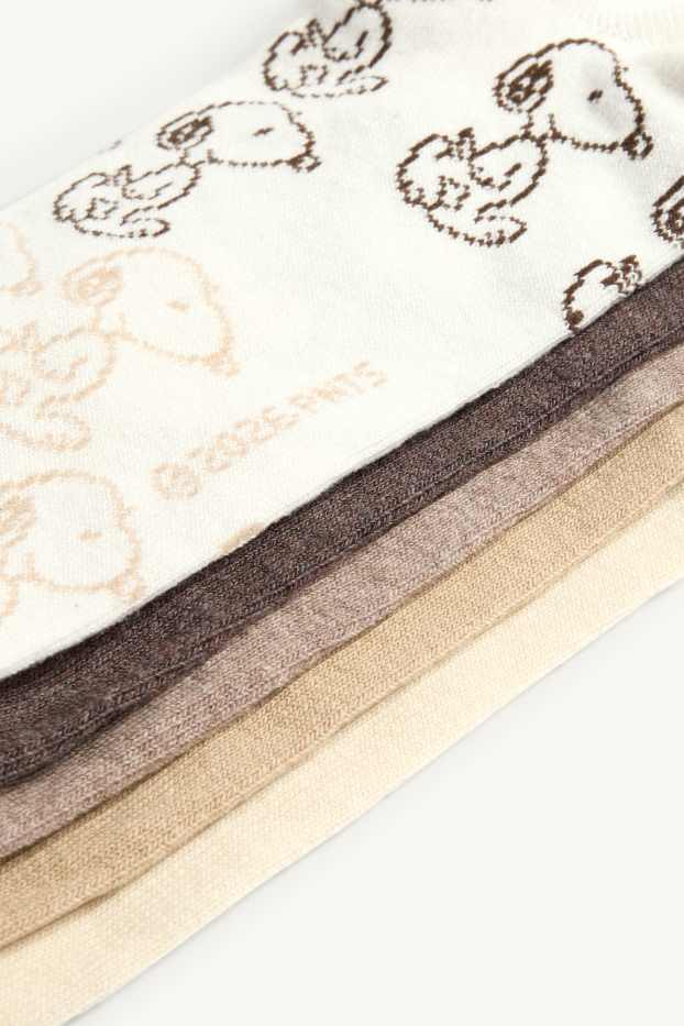 Damen - Multipack 5er - Socken mit Motiv - Peanuts - braun / cremeweiß
