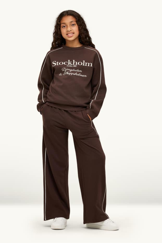 Enfants filles - Stockholm - ensemble - sweat et pantalon de jogging - 2 pièces - marron foncé