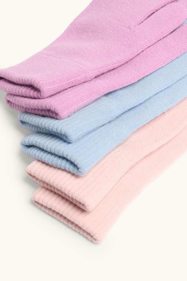 Enfants filles - Lot de 3 paires - gants - rose / bleu clair