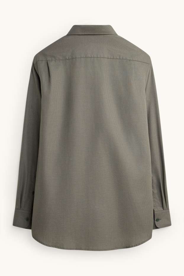 Hommes - Chemise de bureau - regular fit - col kent - sans repassage - texturée - vert