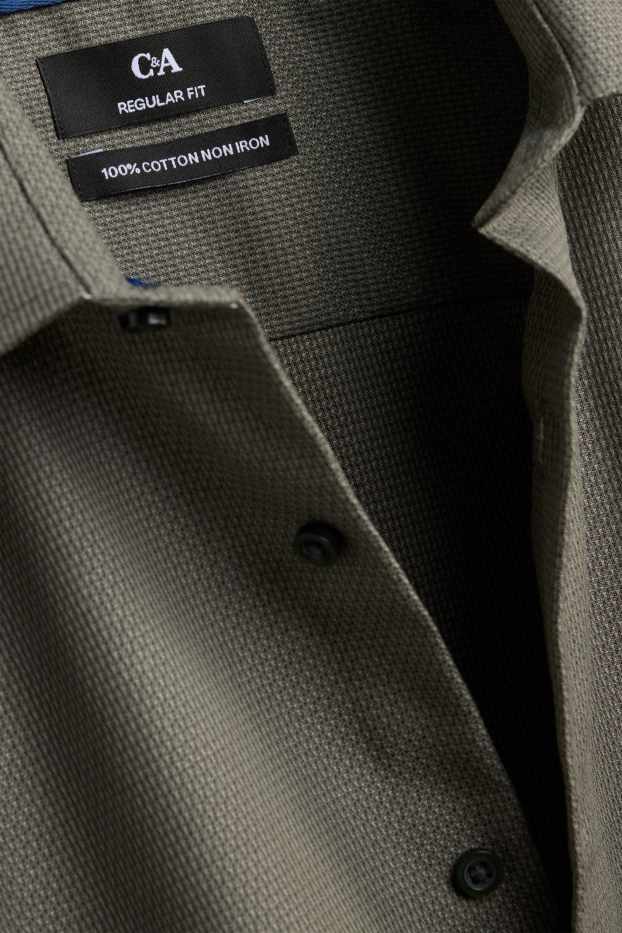 Hommes - Chemise de bureau - regular fit - col kent - sans repassage - texturée - vert