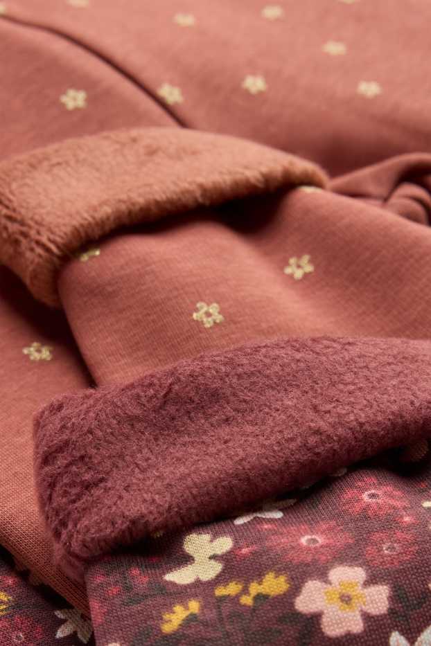 Enfants filles - Lot de 2 - renard et fleur - leggings chauds - marron