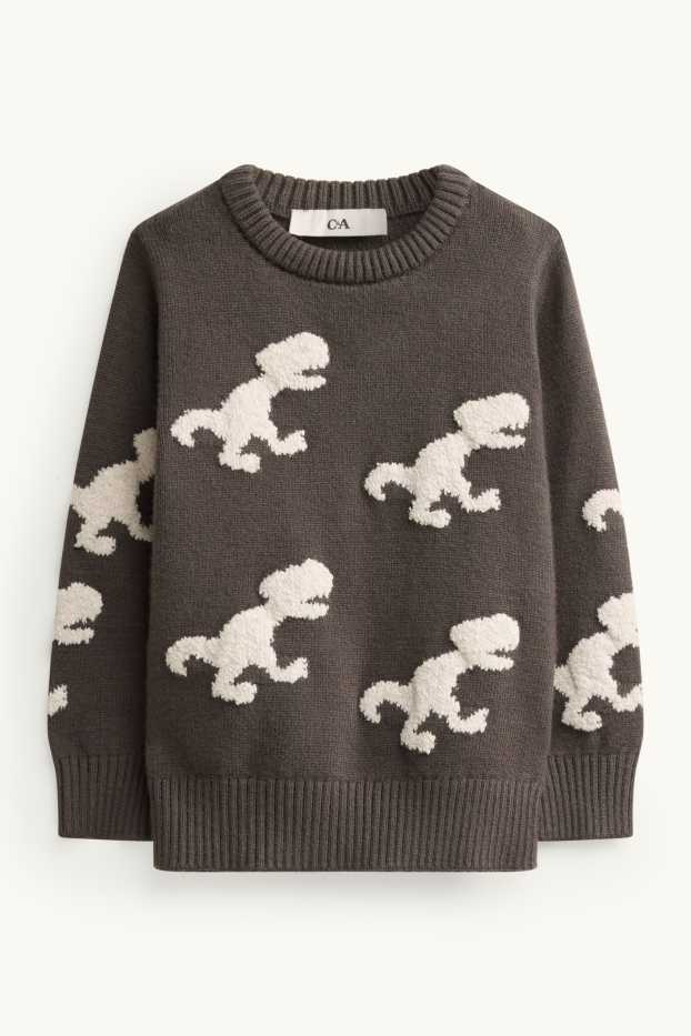 Children Boys - Dino - jumper - dark gray / white