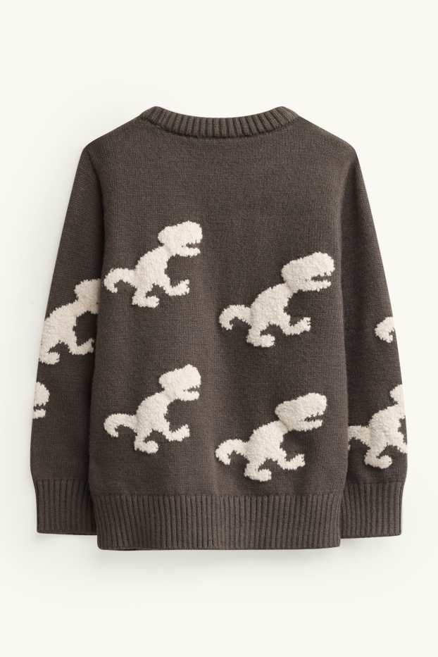 Children Boys - Dino - jumper - dark gray / white