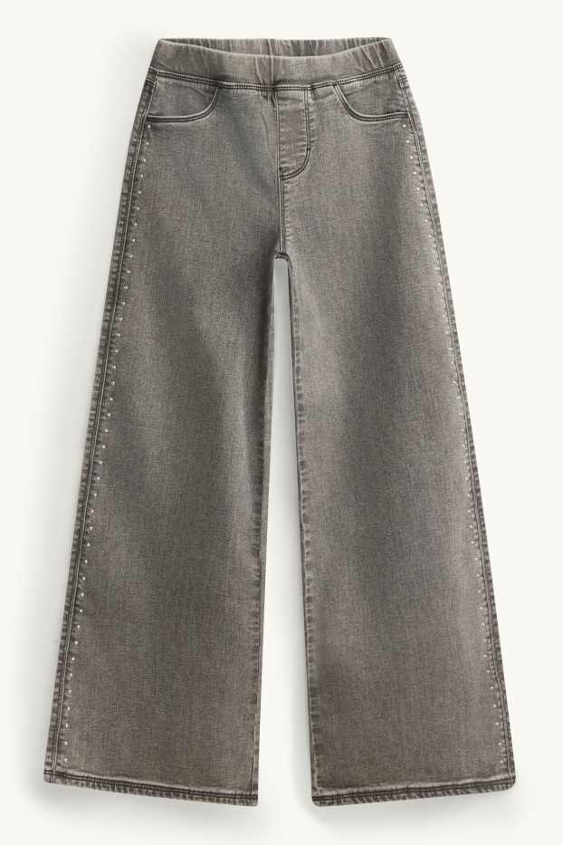 Enfants filles - Wide leg jeggings - jean gris