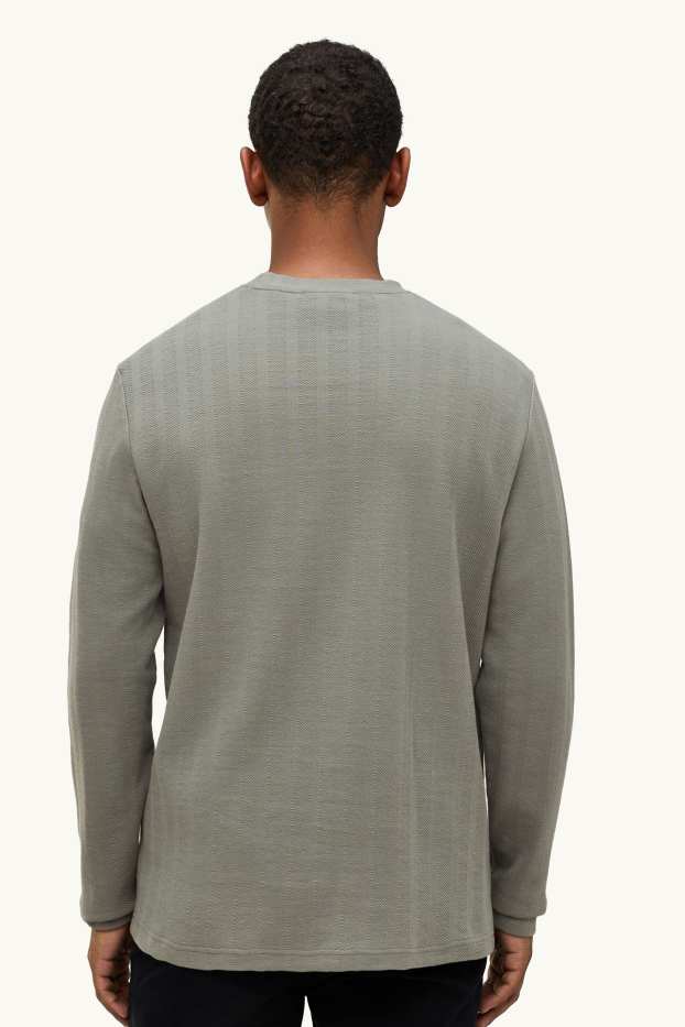 Hommes - Pull à fine maille - à rayures - gris / vert