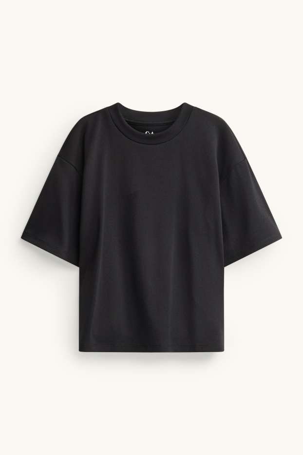 Copii - Fete - Set - tricou cu mânecă scurtă și rochie cu paiete - 2 piese - negru / argintiu