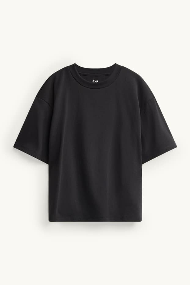 Copii - Fete - Set - tricou cu mânecă scurtă și rochie cu paiete - 2 piese - negru / argintiu