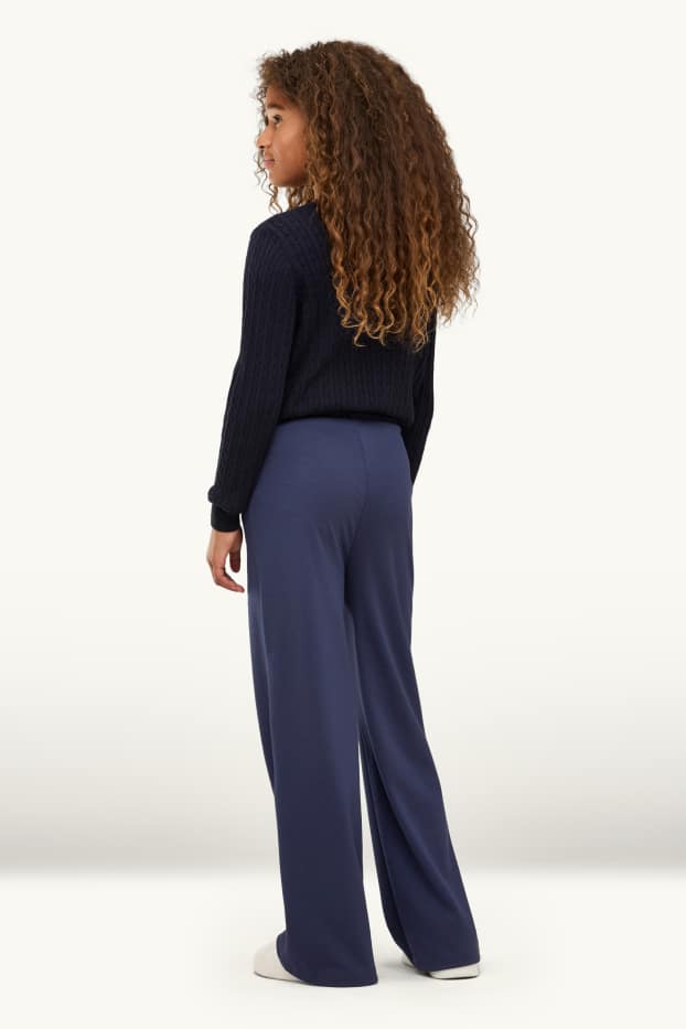 Enfants filles - Pantalon de toile à ceinture - bleu foncé